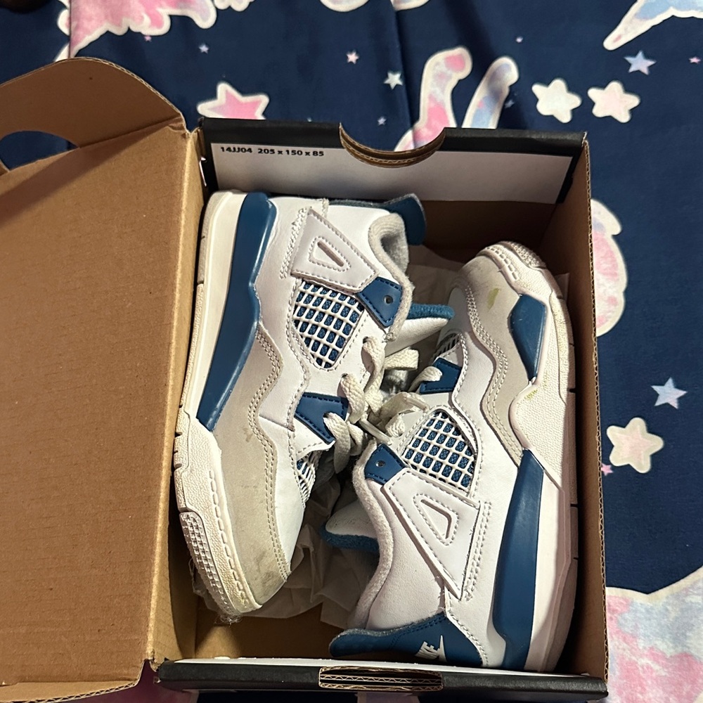 Kids White and Blue Sneakers